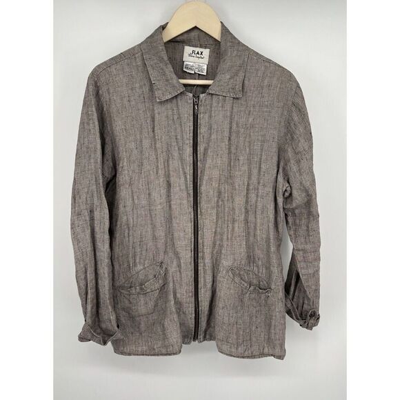 FLAX Jeanne Engelhart Jacket Size Small Zip Front Pockets FLAWED - Picture 1 of 5